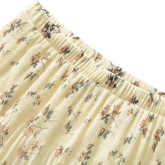 Women's Chiffon Elastic High Waist Pleated A-Line Flared Maxi Skirts - Picture 3 of 6